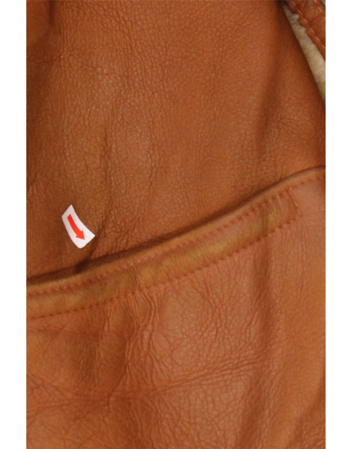 MABRUN Giacca in shearling da uomo UK 36 Piccola pelle marrone