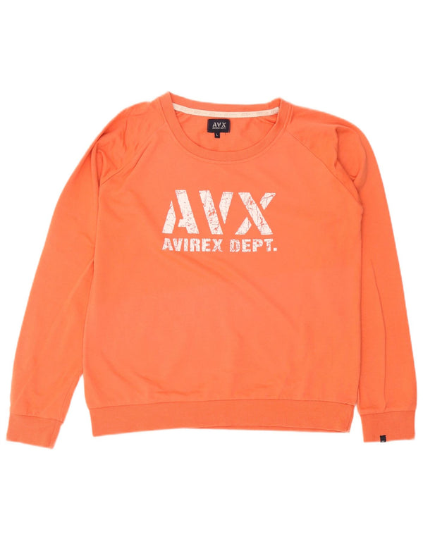 Felpa grafica da donna Avirex, maglione UK 16, grande, cotone rosa