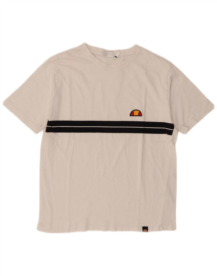 T-shirt da uomo Ellesse Top Small in cotone color block bianco