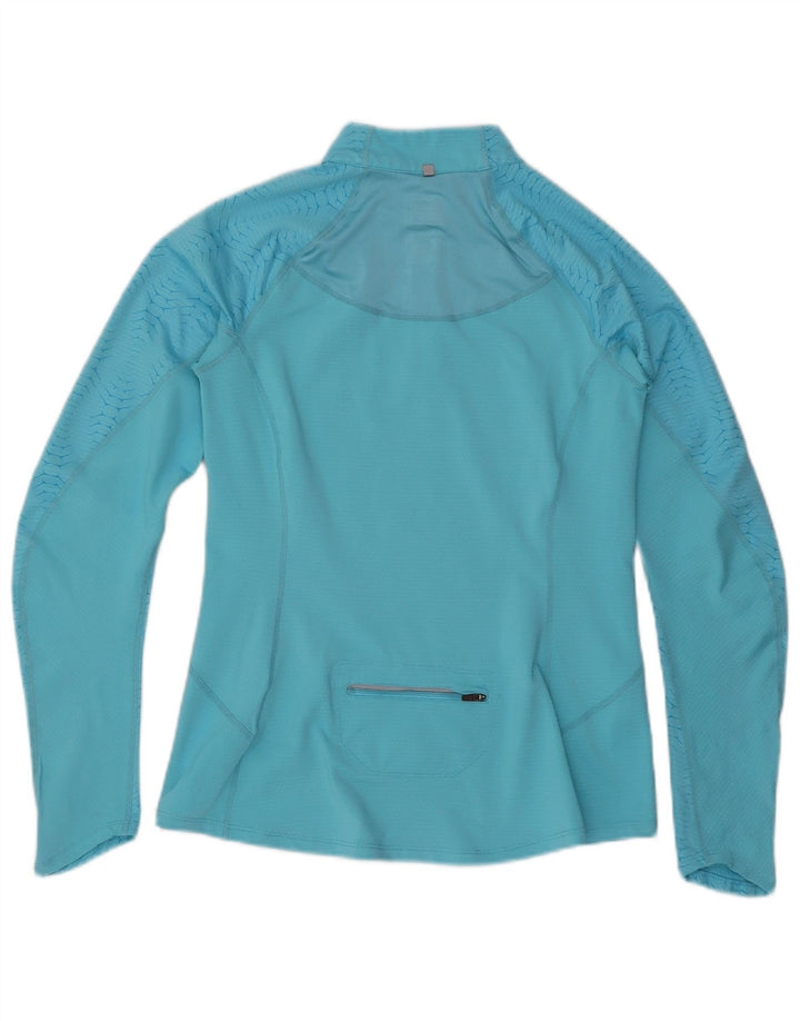 NIKE Top da tuta pullover con zip e collo da donna UK 12/14 Blu medio geometrico