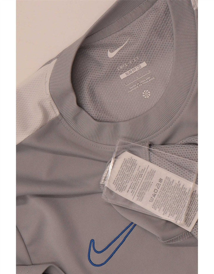 T-shirt Nike da uomo Dri Fit Slim Top Large in poliestere color block grigio