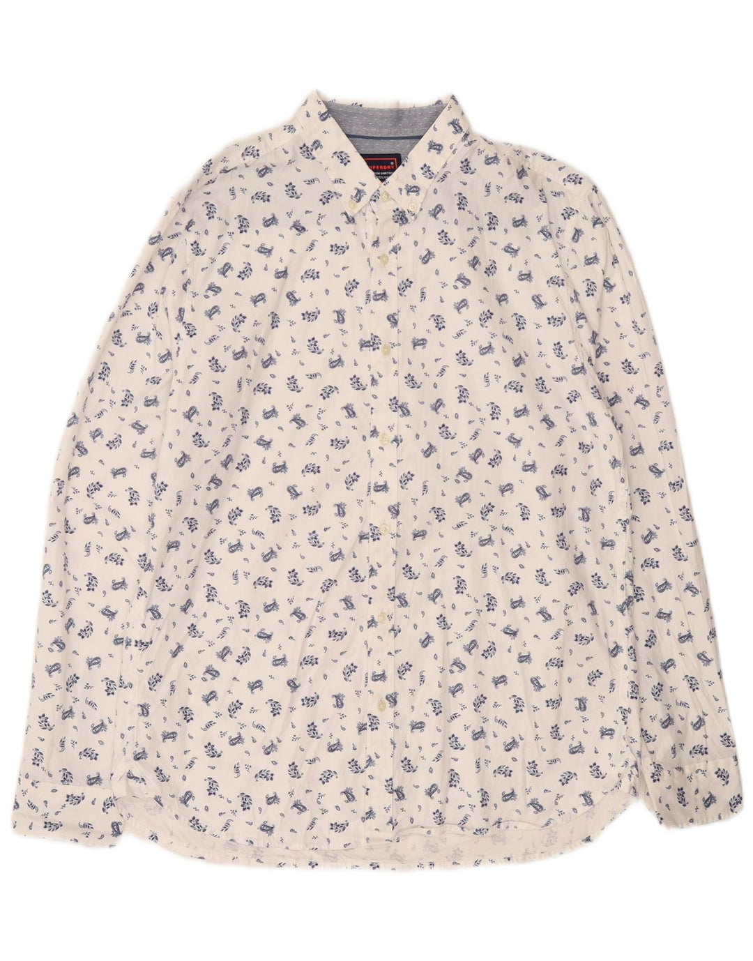 Camicia da uomo Regular Fit Superdry XL in cotone floreale bianco