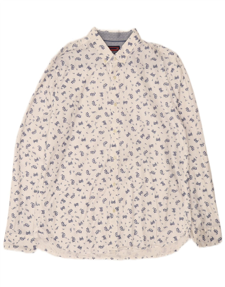 Camicia da uomo Regular Fit Superdry XL in cotone floreale bianco