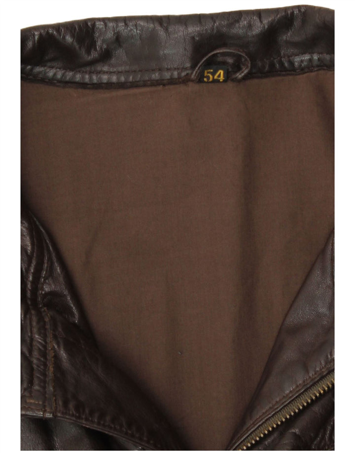 Giacca in pelle vintage da uomo IT 54 2XL Pelle marrone