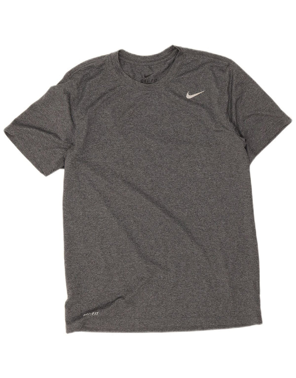 Nike Mens Dri Fit T-Shirt Top Large Grey Flecked Polyester