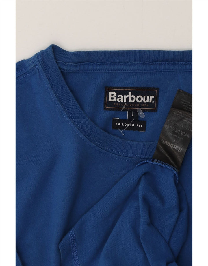BARBOUR T-shirt sartoriale da uomo, taglia grande, in cotone blu