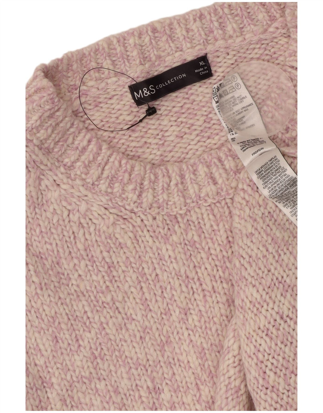 MARKS & SPENCER Maglione maglione girocollo da donna UK 18 XL Rosa screziato