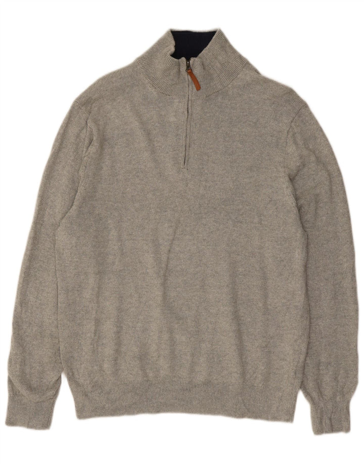 J. Crew Maglione da uomo con zip e collo grande in cotone grigio