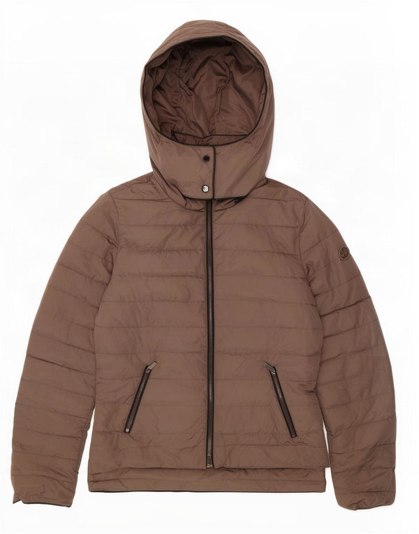 Giacca imbottita con cappuccio da donna Armani Jeans IT 42 Poliestere marrone medio