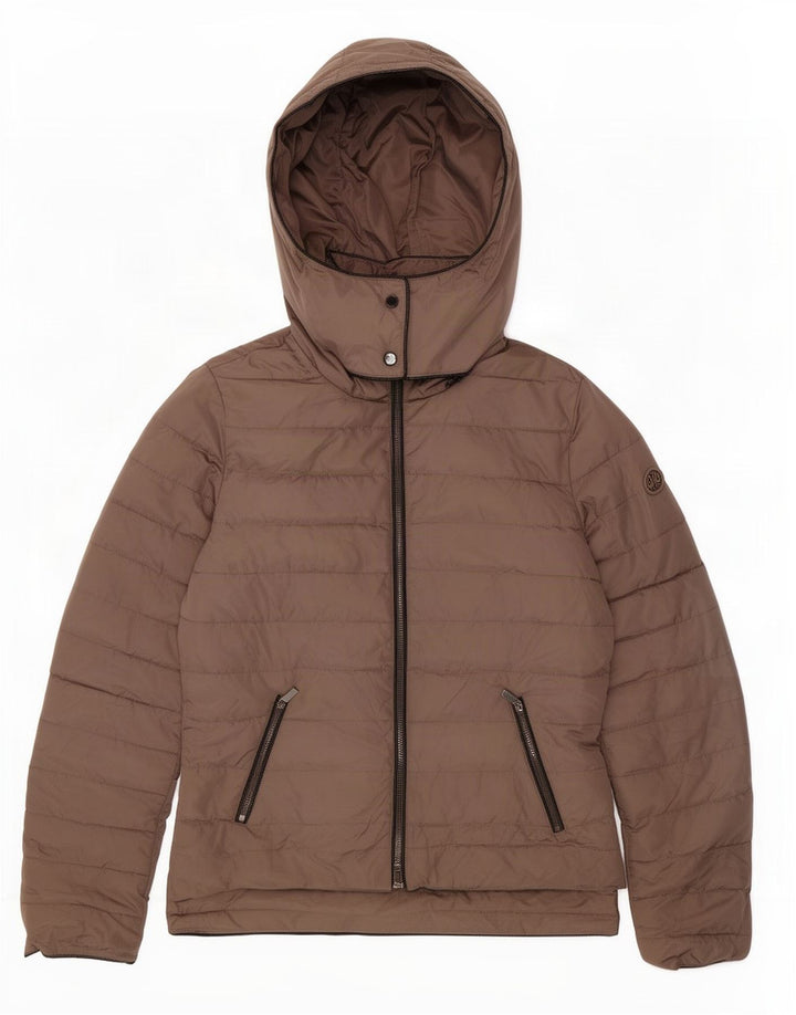 Giacca imbottita con cappuccio da donna Armani Jeans IT 42 Poliestere marrone medio