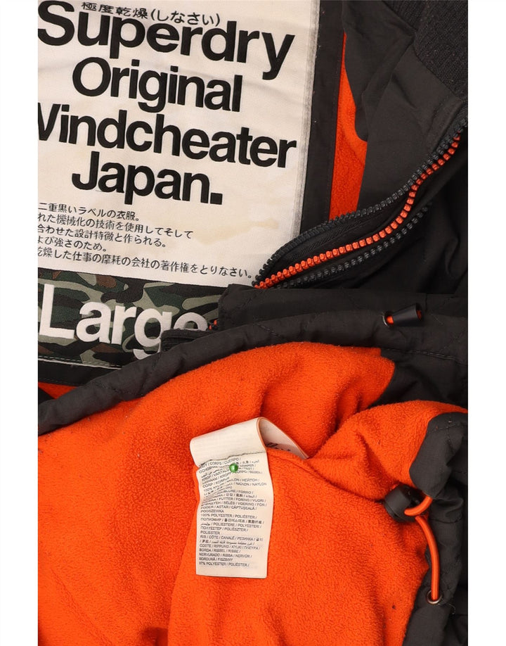 Giacca a vento da uomo con grafica SUPERDRY The Windcheater UK 40 grande nera