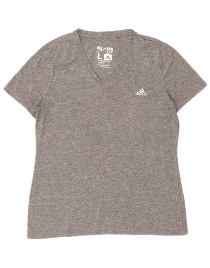 ADIDAS Womens T-Shirt Top Large Grey Polyester