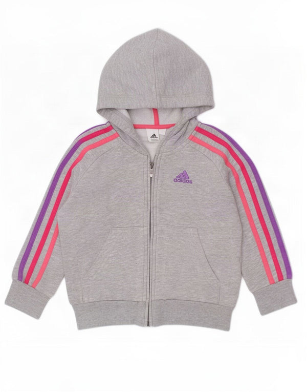 Maglione con cappuccio e zip Adidas bambina 12-18 mesi in cotone grigio