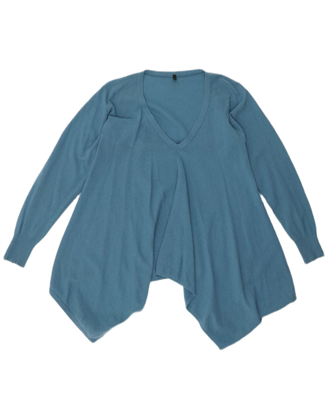 Maglione da donna asimmetrico con scollo a V Benetton UK 10 piccolo blu
