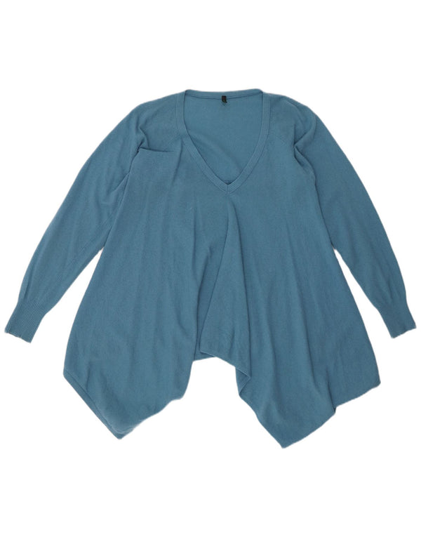 Maglione da donna asimmetrico con scollo a V Benetton UK 10 piccolo blu