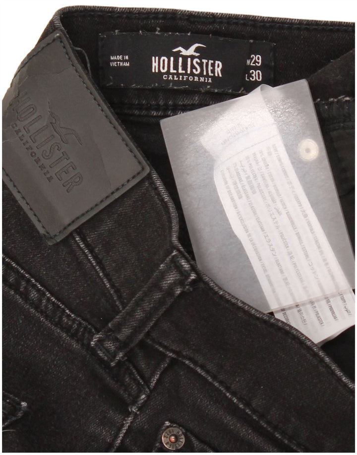 Jeans slim invecchiati Hollister da donna W29 L30 cotone nero