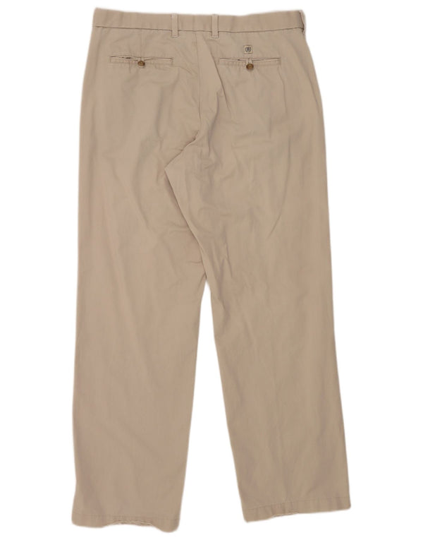 Marks & Spencer Mens Blue Harbour Straight Chino Trousers W34 L33 Beige