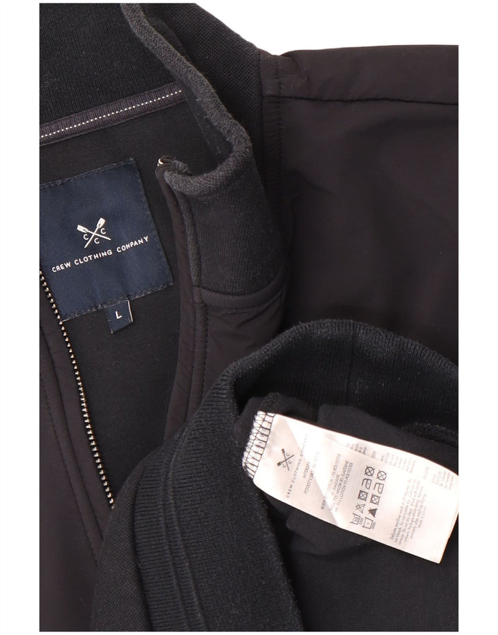 CREW CLOTHING Felpa da uomo con zip e collo, grande, color block nero