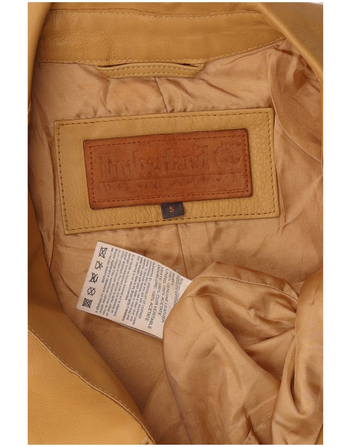 TIMBERLAND Womens Oversized Leather Jacket UK 10 Small Beige Leather