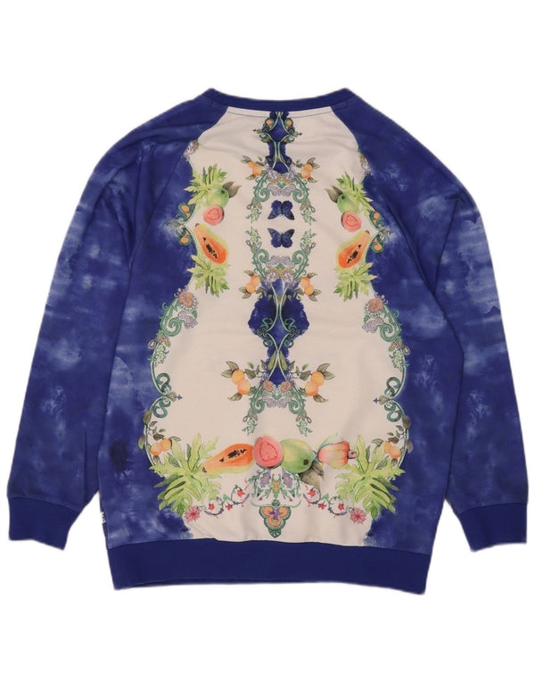 Felpa oversize con grafica Adidas da donna, maglione, UK 10, piccola, blu