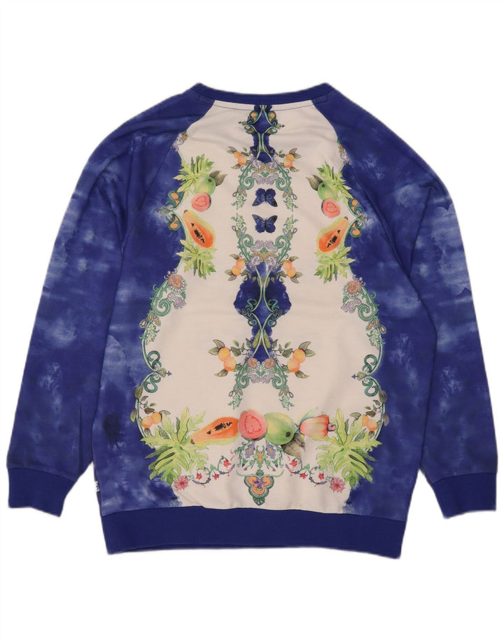 Felpa oversize con grafica Adidas da donna, maglione, UK 10, piccola, blu