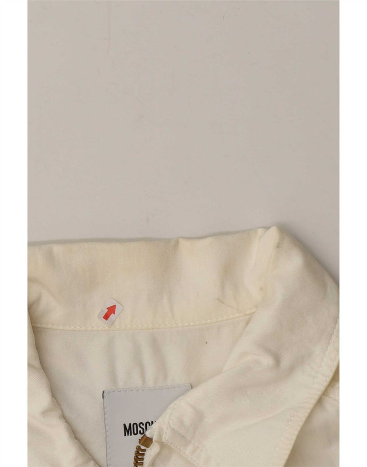 Giubbotto bomber da donna Moschino UK 12 medio cotone bianco sporco