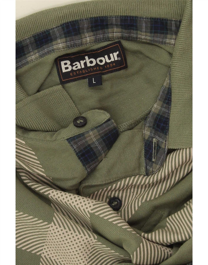 Polo da uomo Barbour a quadri verdi grandi