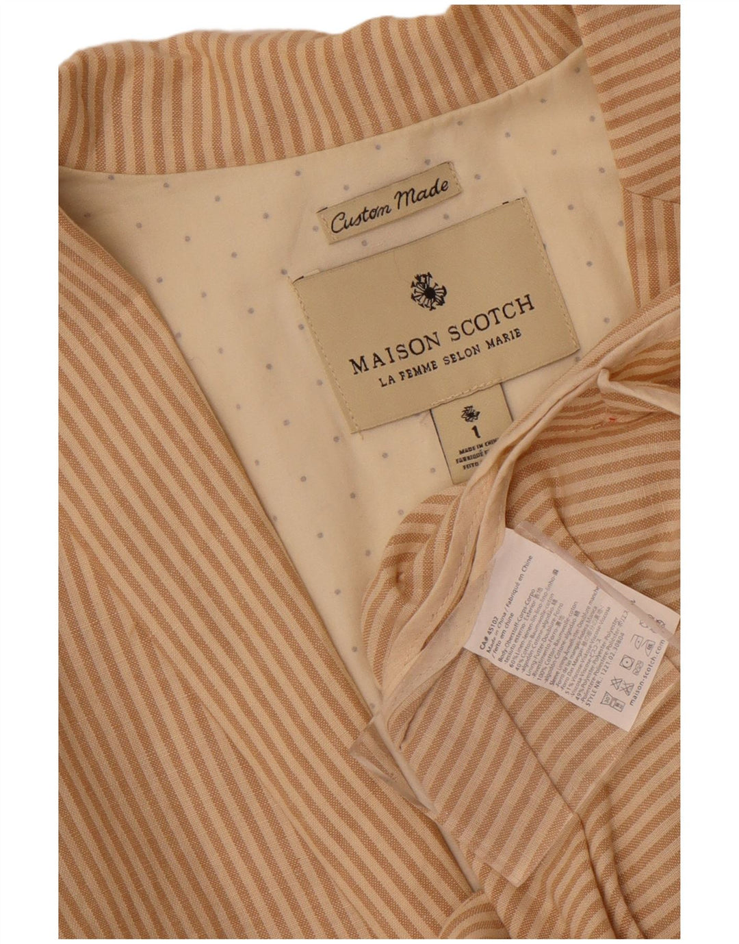 Giacca blazer da donna a 2 bottoni Maison Scotch taglia 1 piccolo gessato beige