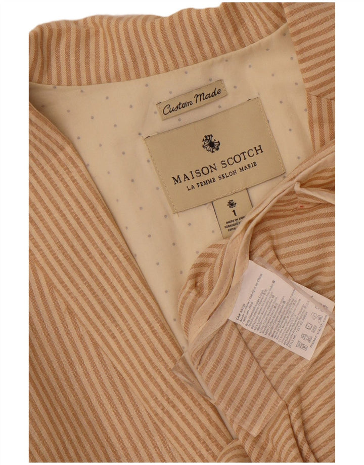 Giacca blazer da donna a 2 bottoni Maison Scotch taglia 1 piccolo gessato beige