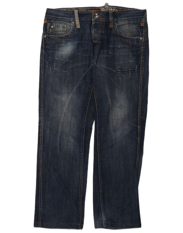 Jeans dritti invecchiati da uomo Datch W36 L30 cotone blu navy