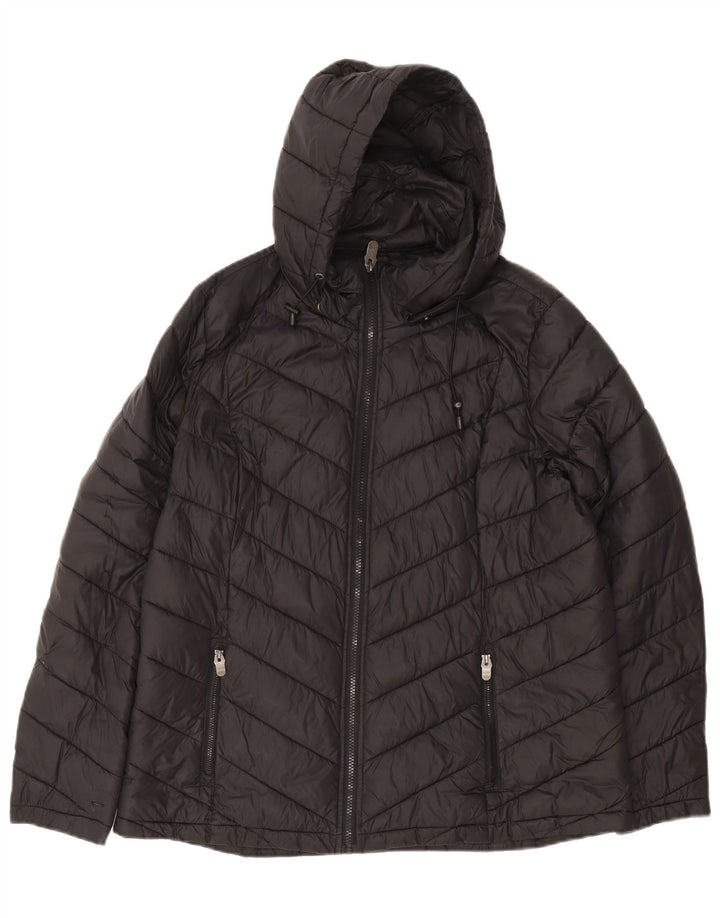 Giacca imbottita con cappuccio da donna Fat Face UK 16 grande nylon nero