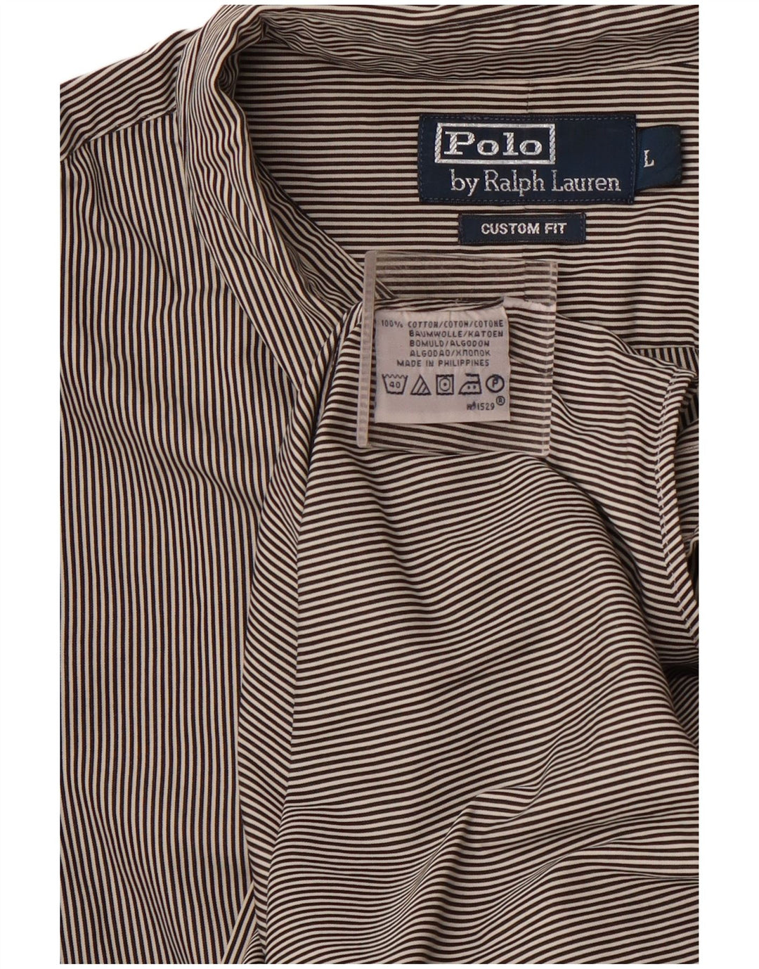 POLO RALPH LAUREN Camicia da uomo su misura in cotone a righe nere grandi