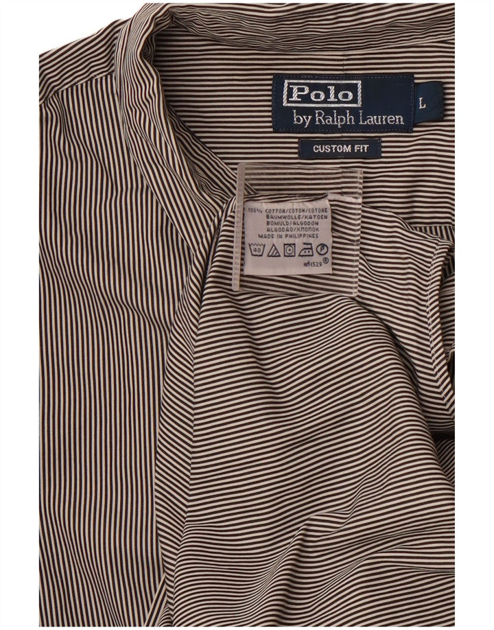 POLO RALPH LAUREN Camicia da uomo su misura in cotone a righe nere grandi