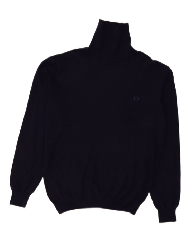 SERGIO TACCHINI Maglione da uomo maglione collo alto grande lana blu navy