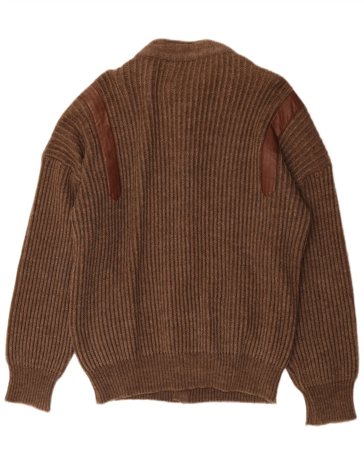Maglione cardigan da uomo vintage grande marrone
