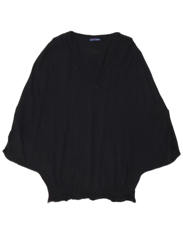 TRUSSARDI JEANS Maglione Poncho da Donna UK 14 Medio Nero Viscosa