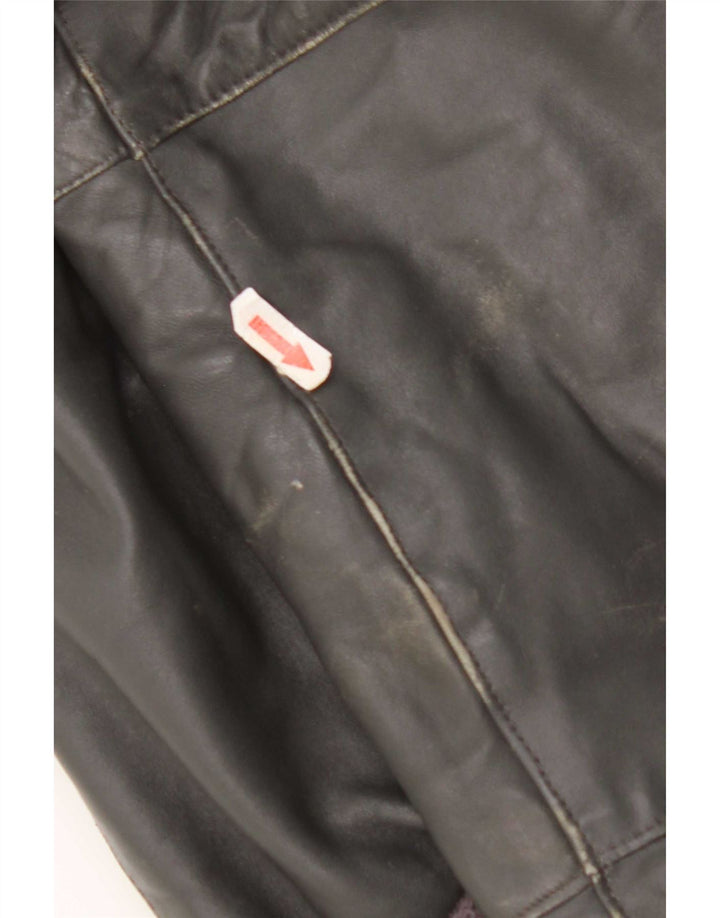 Giacca in pelle vintage da uomo UK 40 grande grigia