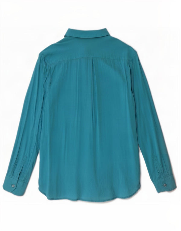Camicia Benetton Donna UK 10 Small Blu Viscosa