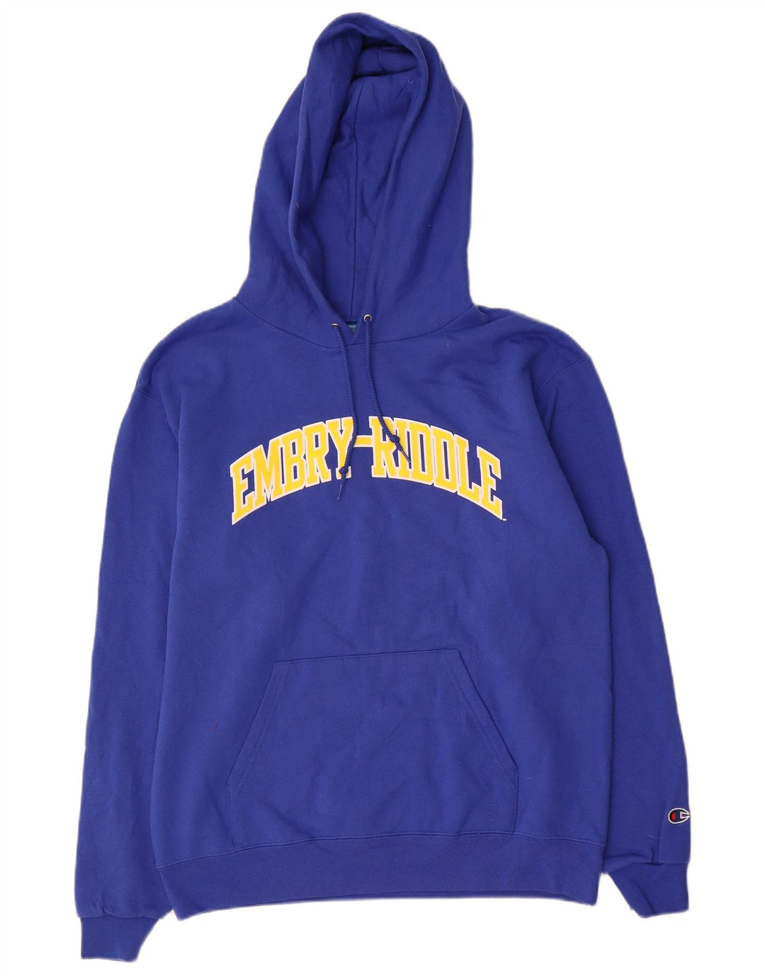 Maglione con cappuccio grafico da uomo Champion in cotone blu medio