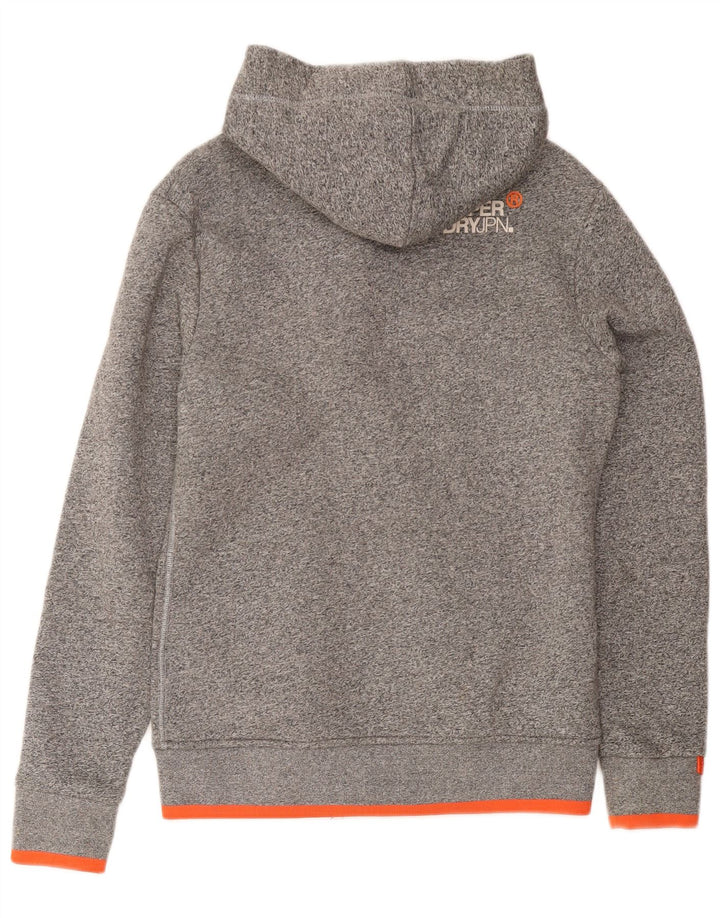 Maglione con cappuccio e zip da uomo SUPERDRY piccolo cotone chiazzato grigio