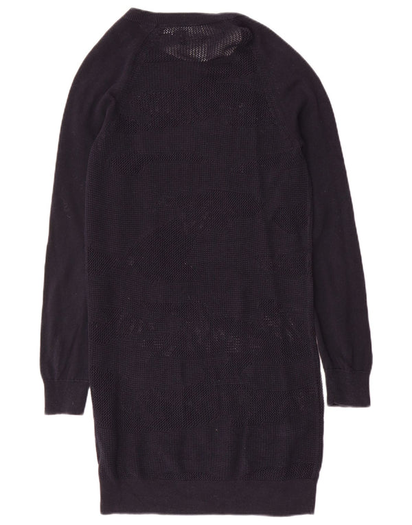 Abito maglione trasparente a maniche lunghe da donna di All Saints UK 8 piccolo blu navy