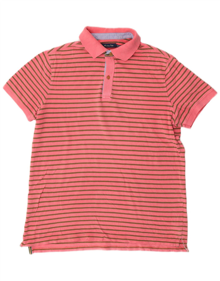 Polo da uomo Massimo Dutti in cotone a righe rosa medio