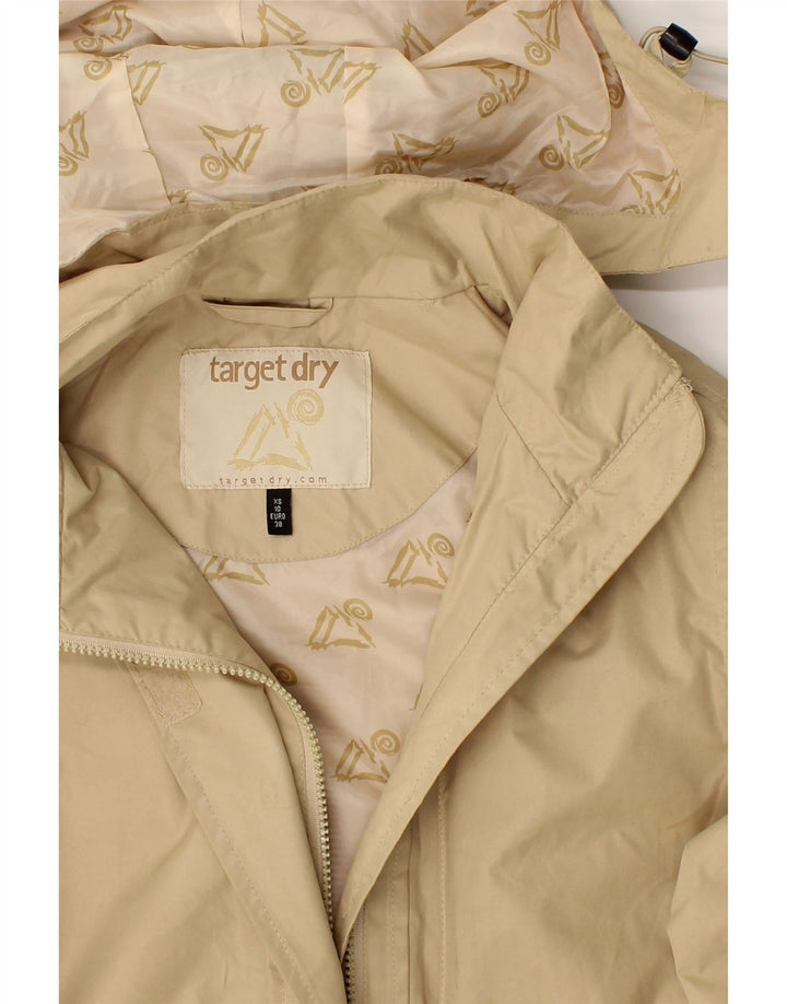 TARGET DRY Womens Hooded Overcoat UK 6 XS Beige Polyester Vintage Target Dry and Second-Hand Target Dry from Messina Hembry 