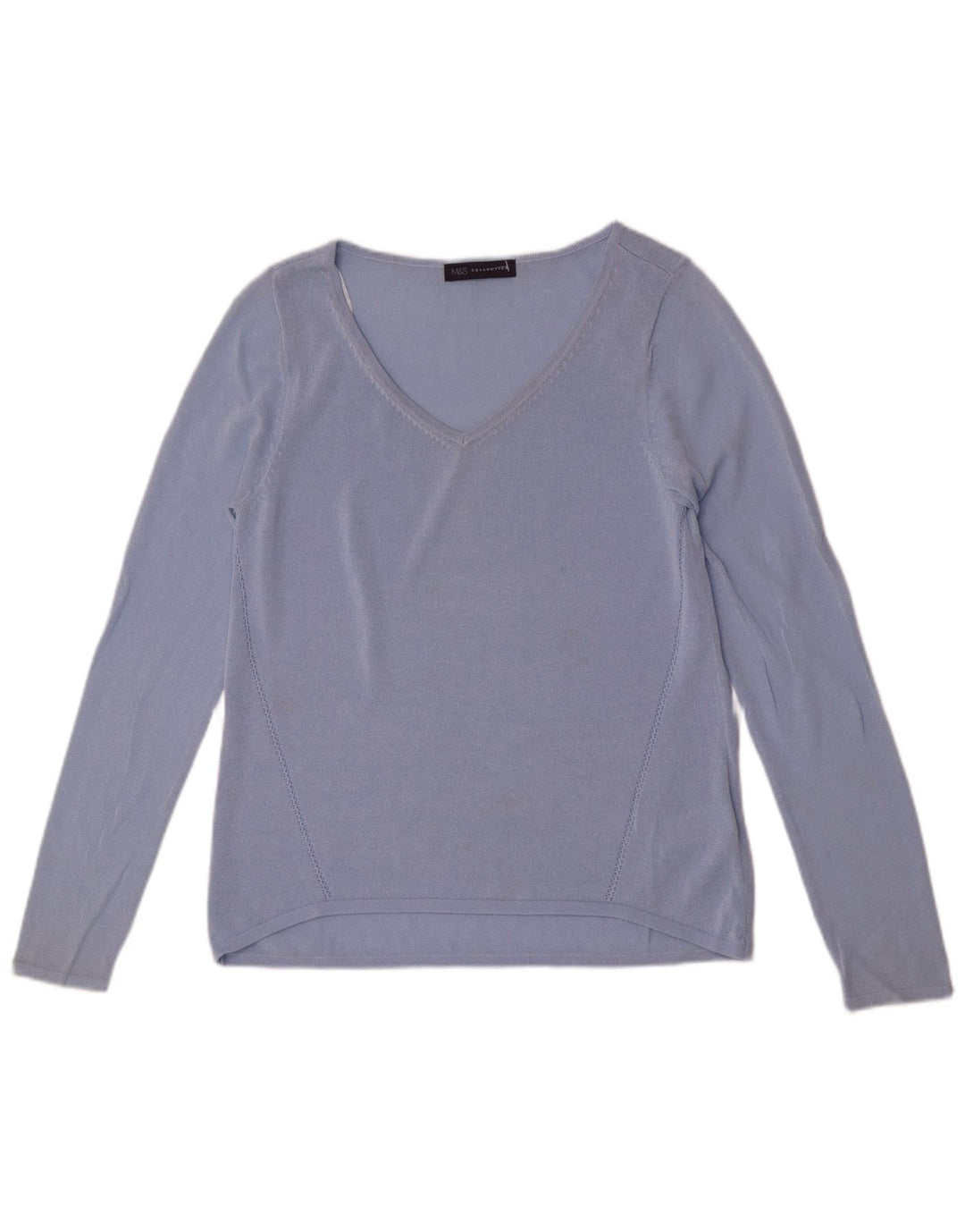 Marks & Spencer Top da donna a maniche lunghe UK 8 Small Blu in viscosa