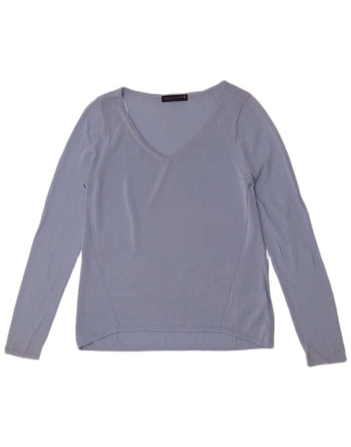 Marks & Spencer Top da donna a maniche lunghe UK 8 Small Blu in viscosa