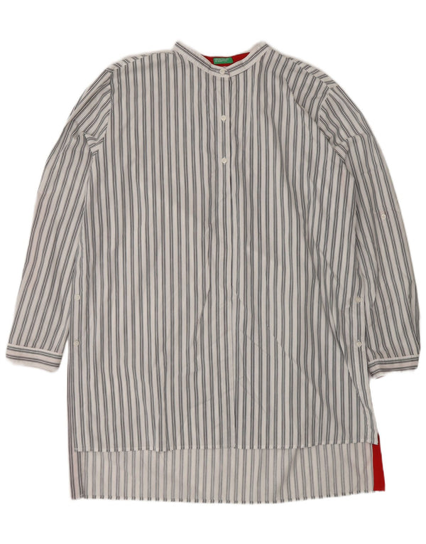 Abito camicia a maniche lunghe da donna Benetton UK 14 medio bianco a righe