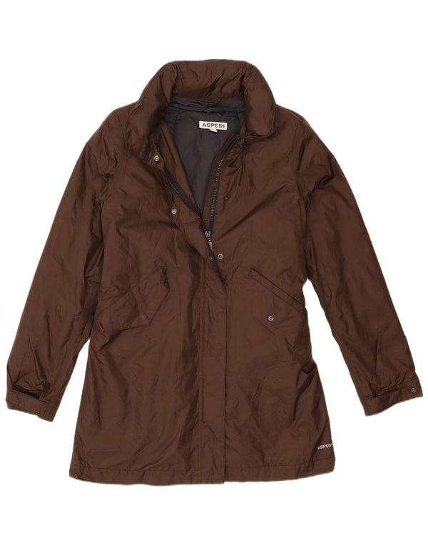 Aspesi Giacca a vento da donna con vestibilità ampia con cappuccio UK 6 XS Marrone Poliammide