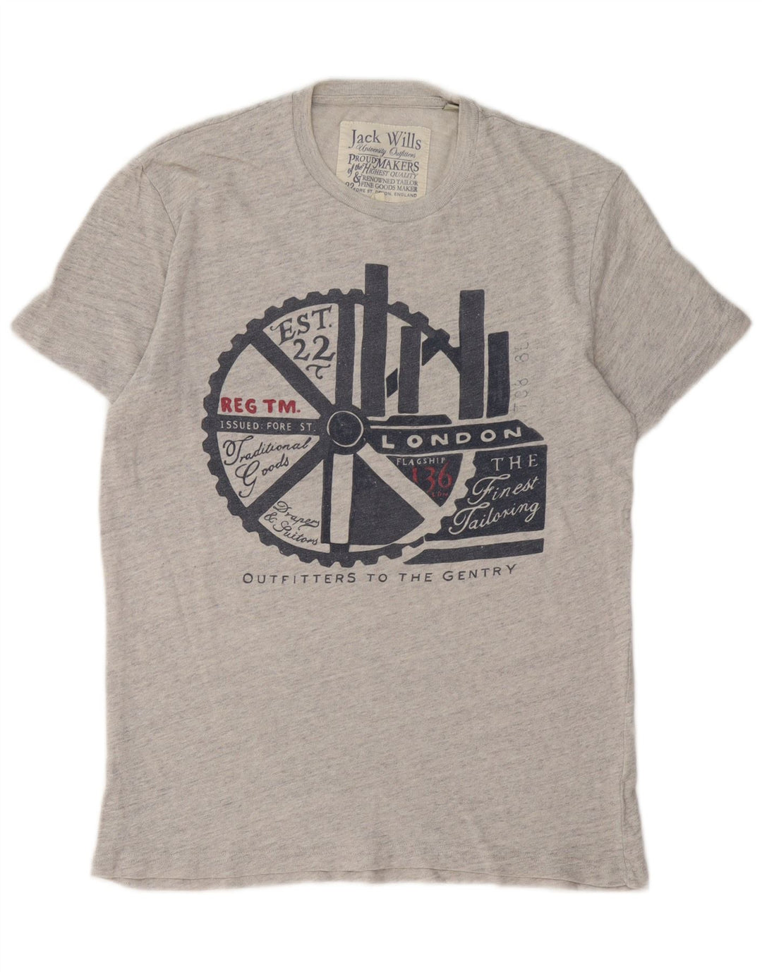 T-shirt grafica da uomo Jack Wills Top XS in cotone grigio