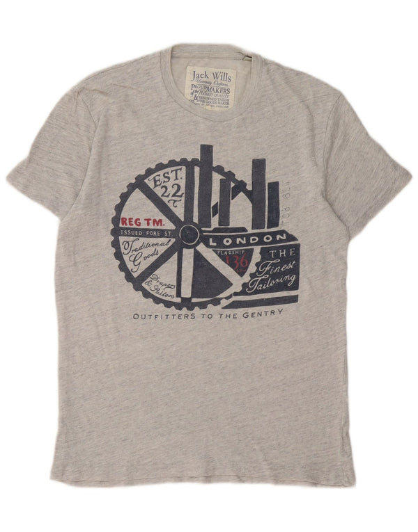 T-shirt grafica da uomo Jack Wills Top XS in cotone grigio