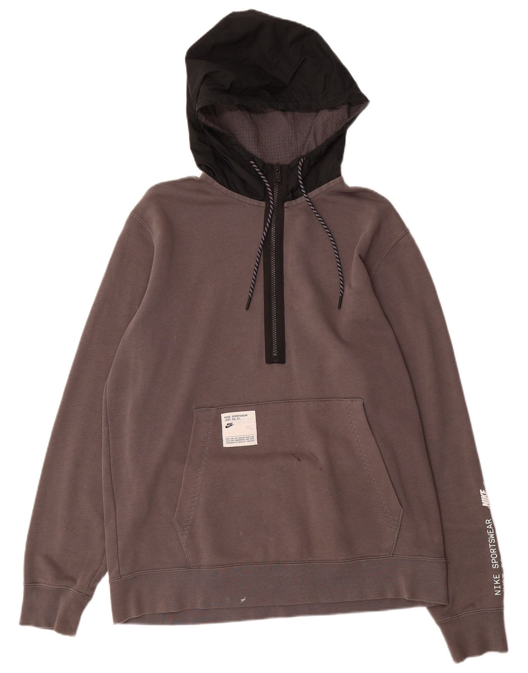 NIKE Felpa con cappuccio e zip con collo grafico e zip da uomo, grande, color grigio